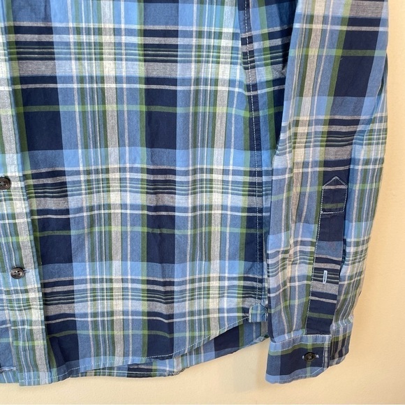 Vince Plaid Cotton Blue Green Long Sleeve Bottom Down Mens Shirt Size Small - Picture 3 of 8
